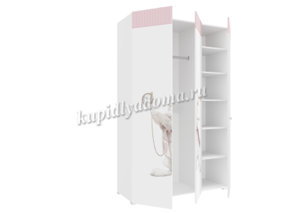 Шкаф комбинированный Алиса с 3 дверями 332.25 исп.2 (Белый/Розовый)