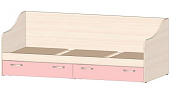 Кровать Буратино с ящиками (Дуб молочный/Розовый)